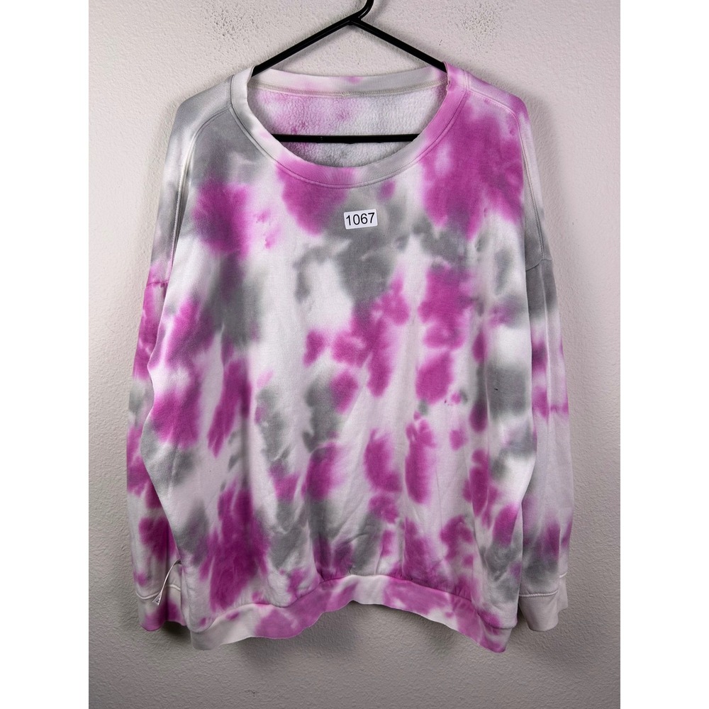 Free People Tie Dye Sweatshirt Pink Grey Oversized Pullover Small
